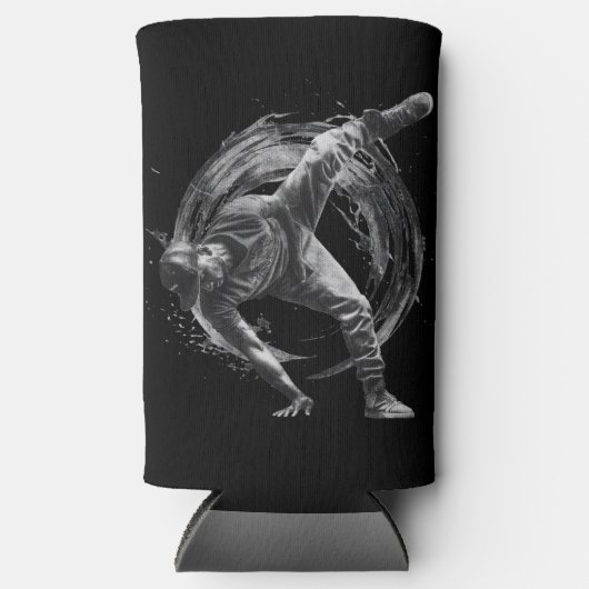 Breakdance Urban Style Monochrome Motion Art Seltzer Blikjeskoeler (Voorkant)