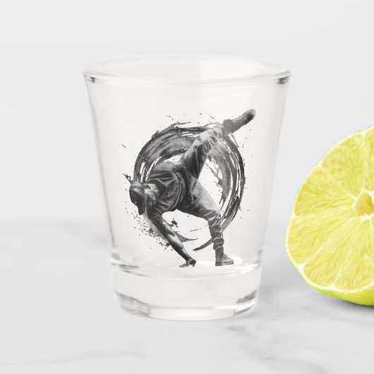 Breakdance Urban Style Monochrome Motion Art Shot Glas (Voorkant)
