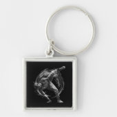 Breakdance Urban Style Monochrome Motion Art Sleutelhanger (Voorkant)