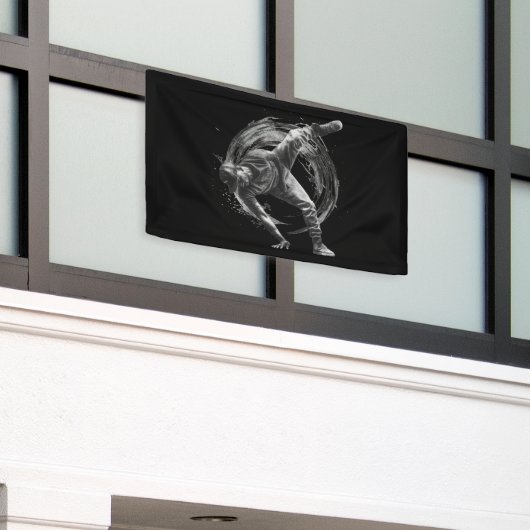 Breakdance Urban Style Monochrome Motion Art Spandoek (Buitenkant Gebouw)