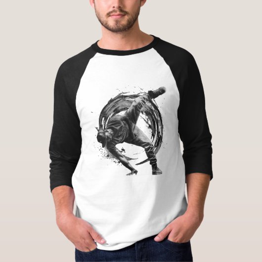 Breakdance Urban Style Monochrome Motion Art T-shirt (Voorkant)