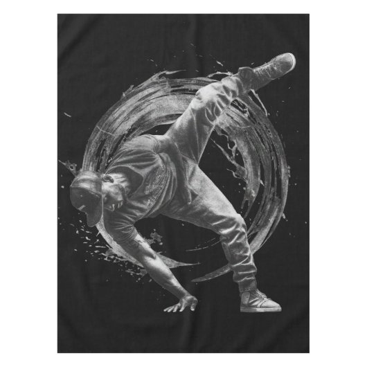 Breakdance Urban Style Monochrome Motion Art Tafelkleed (Voorkant)