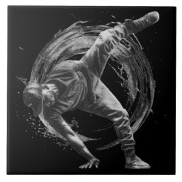 Breakdance Urban Style Monochrome Motion Art Tegeltje