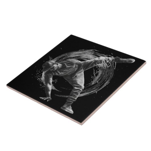 Breakdance Urban Style Monochrome Motion Art Tegeltje (Zijkant)