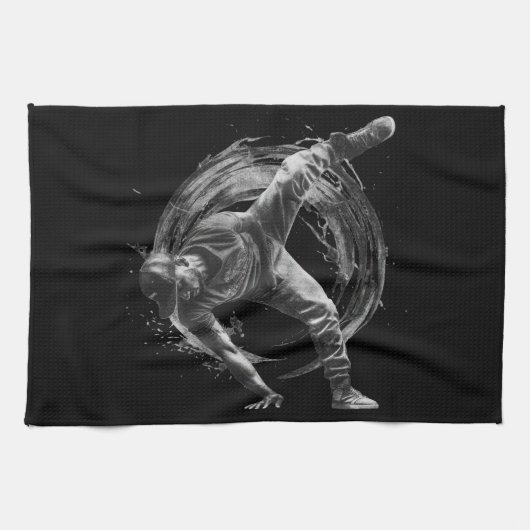 Breakdance Urban Style Monochrome Motion Art Theedoek (Horizontaal)