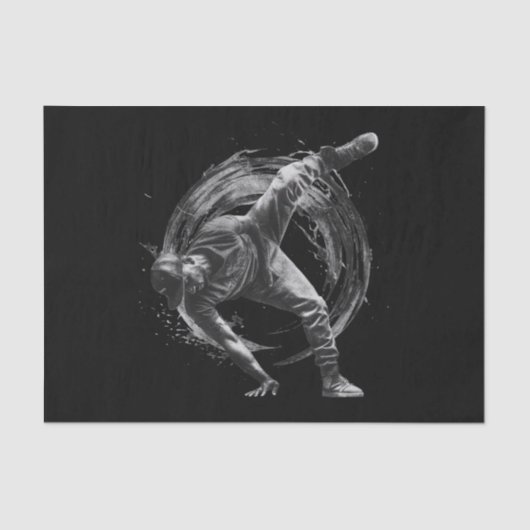 Breakdance Urban Style Monochrome Motion Art Tissuepapier (Voorkant)