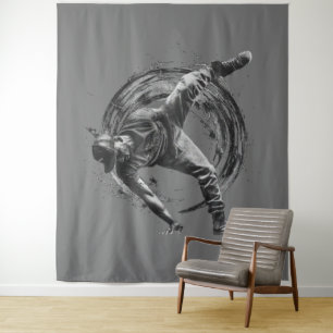 Breakdance Urban Style Monochrome Motion Art Wandkleed