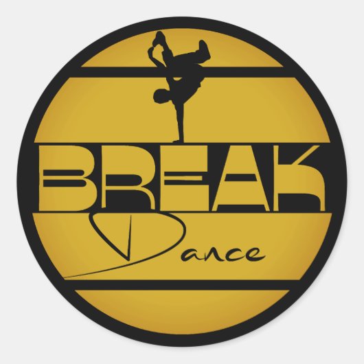 Breakdancer Break dance yellow Ronde Sticker (Voorkant)