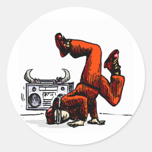 Breakdancer en Box Hip Hop Ronde Sticker (Voorkant)