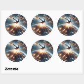 Breakdancer in actie, Ai, Actie in de Galaxy Ronde Sticker (Vel)