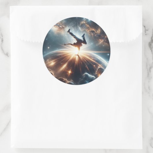 Breakdancer in actie, Ai, Actie in de Galaxy Ronde Sticker (Tas)