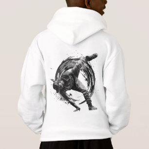 Breakdancer in actie, in inktspatterstijl