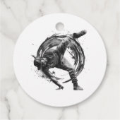 Breakdancer in actie, in inktspatterstijl bedankjes labels (Achterkant)