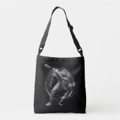 Breakdancer in actie, in inktspatterstijl crossbody tas (Achterkant)
