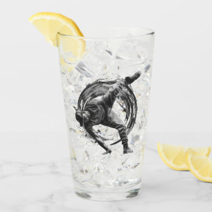 Breakdancer in actie, in inktspatterstijl glas