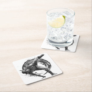 Breakdancer in actie, in inktspatterstijl kartonnen onderzetters