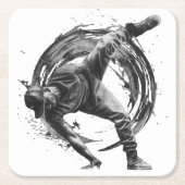 Breakdancer in actie, in inktspatterstijl kartonnen onderzetters (Voorkant)
