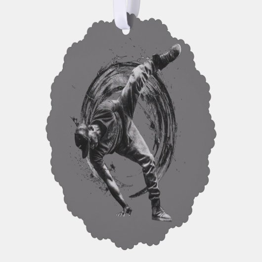 Breakdancer in actie, in inktspatterstijl ornament kaart (Links)