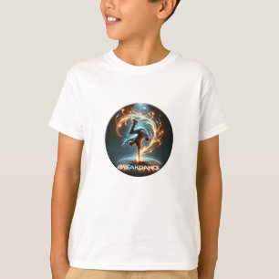 Breakdancer in Neon Swirl Spotlight Dynamic Urban T-shirt