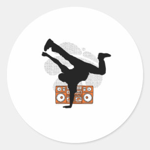 BREAKDANCER SILHOUETTE RONDE STICKER