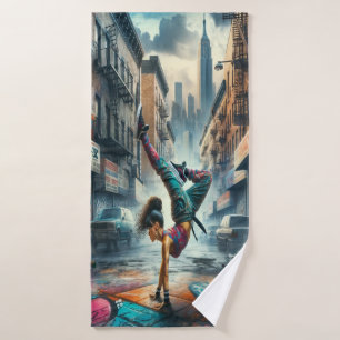 Breakdancer Vrouwen in actie New York silhouet Badhanddoek
