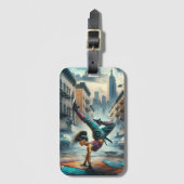 Breakdancer Vrouwen in actie New York silhouet Bagagelabel (Voorkant (verticaal))