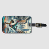 Breakdancer Vrouwen in actie New York silhouet Bagagelabel (Voorkant (horizontaal))