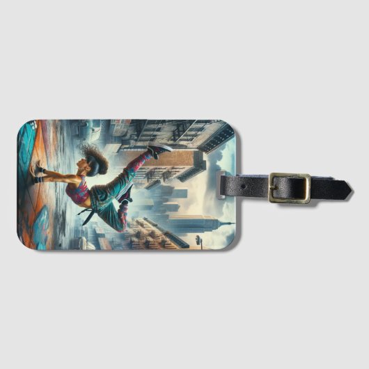 Breakdancer Vrouwen in actie New York silhouet Bagagelabel (Voorkant (horizontaal))