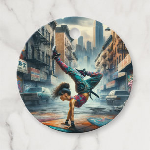 Breakdancer Vrouwen in actie New York silhouet Bedankjes Labels