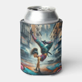 Breakdancer Vrouwen in actie New York silhouet Blikjeskoeler (Blikje Voorkant)