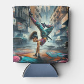 Breakdancer Vrouwen in actie New York silhouet Blikjeskoeler (Voorkant)