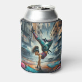 Breakdancer Vrouwen in actie New York silhouet Blikjeskoeler (Blikje Achterkant)