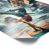 Breakdancer Vrouwen in actie New York silhouet Foto Afdruk (Hoek)