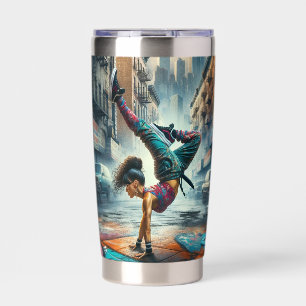 Breakdancer Vrouwen in actie New York silhouet Geïsoleerde Drinkbeker