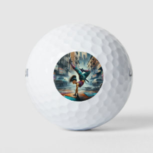Breakdancer Vrouwen in actie New York silhouet Golfballen