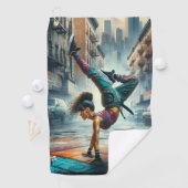 Breakdancer Vrouwen in actie New York silhouet Golfhanddoek (Insitu)