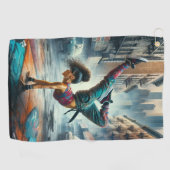 Breakdancer Vrouwen in actie New York silhouet Golfhanddoek (Horizontaal)