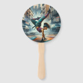 Breakdancer Vrouwen in actie New York silhouet Handwaaier (Achterkant)