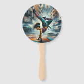 Breakdancer Vrouwen in actie New York silhouet Handwaaier (Voorkant)