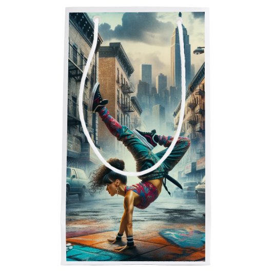 Breakdancer Vrouwen in actie New York silhouet Klein Cadeauzakje (Voorkant)