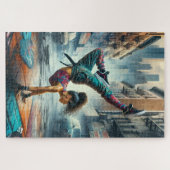 Breakdancer Vrouwen in actie New York silhouet Legpuzzel (Horizontaal)