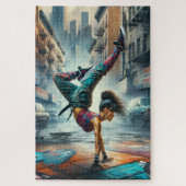Breakdancer Vrouwen in actie New York silhouet Legpuzzel (Verticaal)
