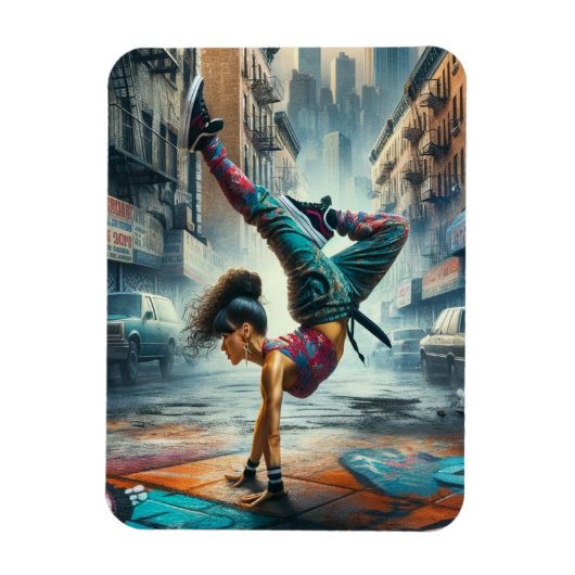 Breakdancer Vrouwen in actie New York silhouet Magneet (Verticaal)