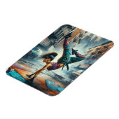 Breakdancer Vrouwen in actie New York silhouet Magneet (Linkerzijde)