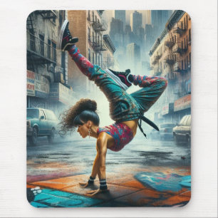 Breakdancer Vrouwen in actie New York silhouet Muismat