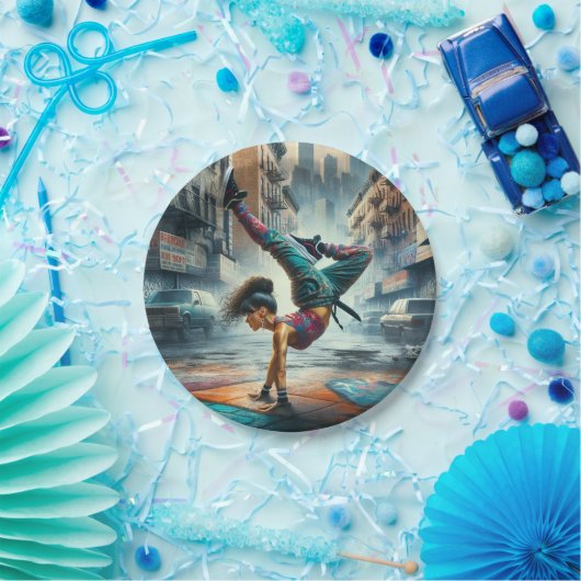 Breakdancer Vrouwen in actie New York silhouet Papieren Bordje (Feest)