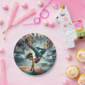 Breakdancer Vrouwen in actie New York silhouet Papieren Bordje (Feest)