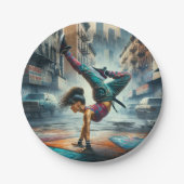 Breakdancer Vrouwen in actie New York silhouet Papieren Bordje (Voorkant)