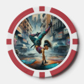 Breakdancer Vrouwen in actie New York silhouet Poker Chips (Voorkant)