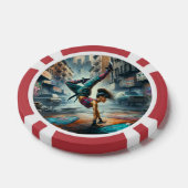 Breakdancer Vrouwen in actie New York silhouet Poker Chips (Enkel)